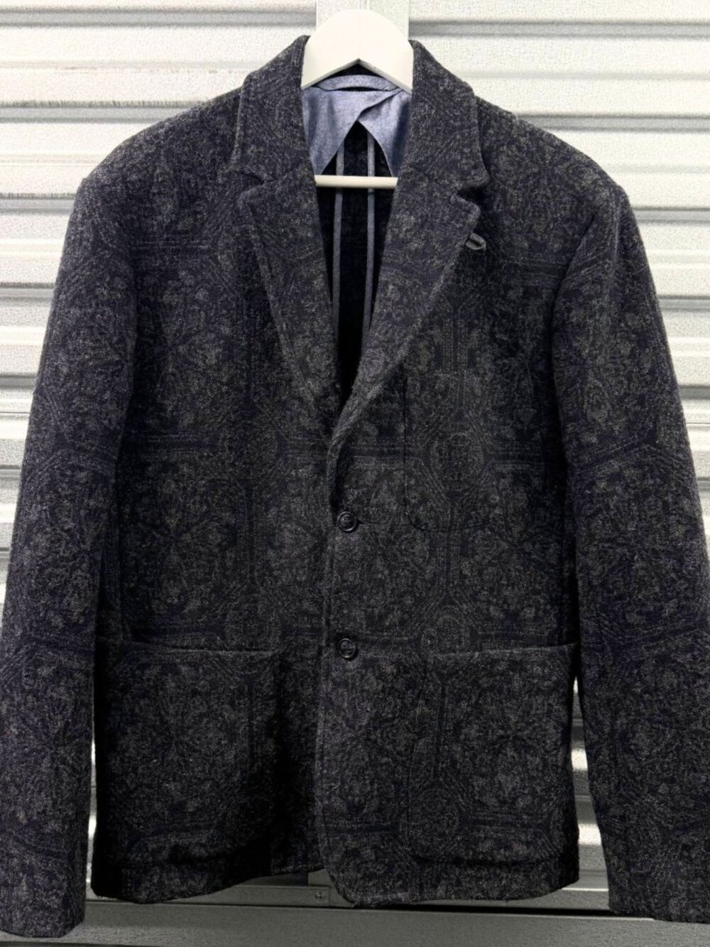 MONITALY DARK NAVY WHITE JACQUARD WOOL JACKET